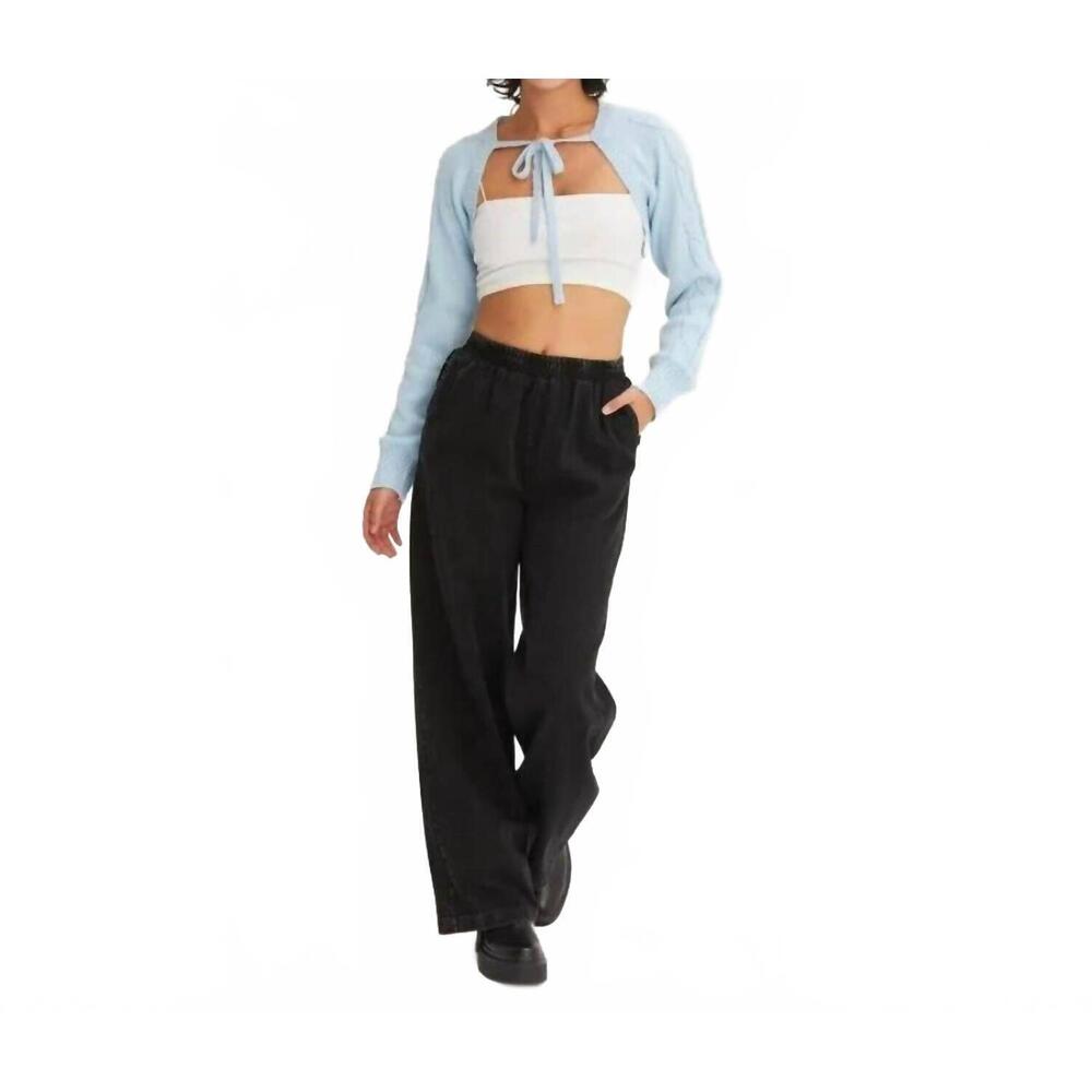 NEW HYFVE cable knit tie front shrug in baby blue